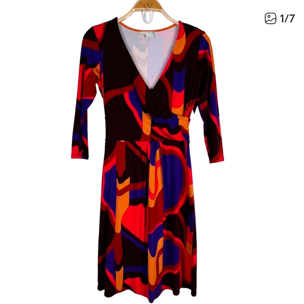 Boden Elena‎ Knit Fixed Wrap Long Sleeve V Neck Dress Size 4